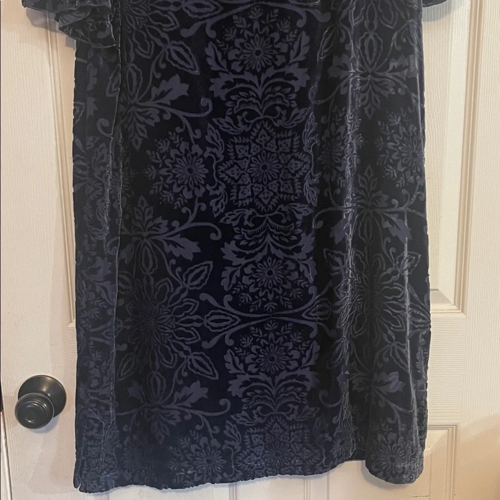 Jade Johnny Was Odella Alixa Navy Velvet Dress with Floral Design - Picture 9 of 10